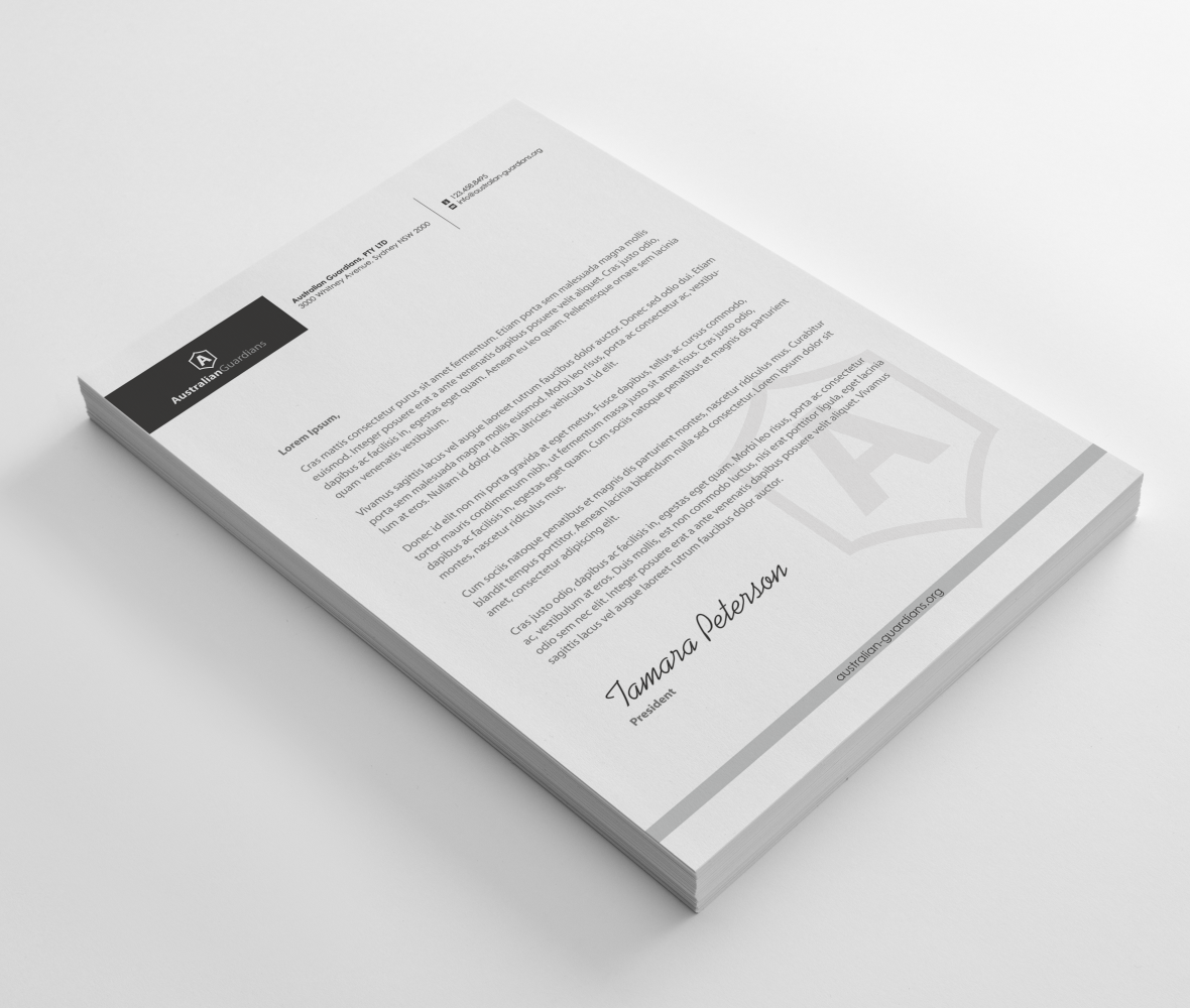 Stationery Design by HYPdesign for Australian Guardians Pty Ltd | Design #887956