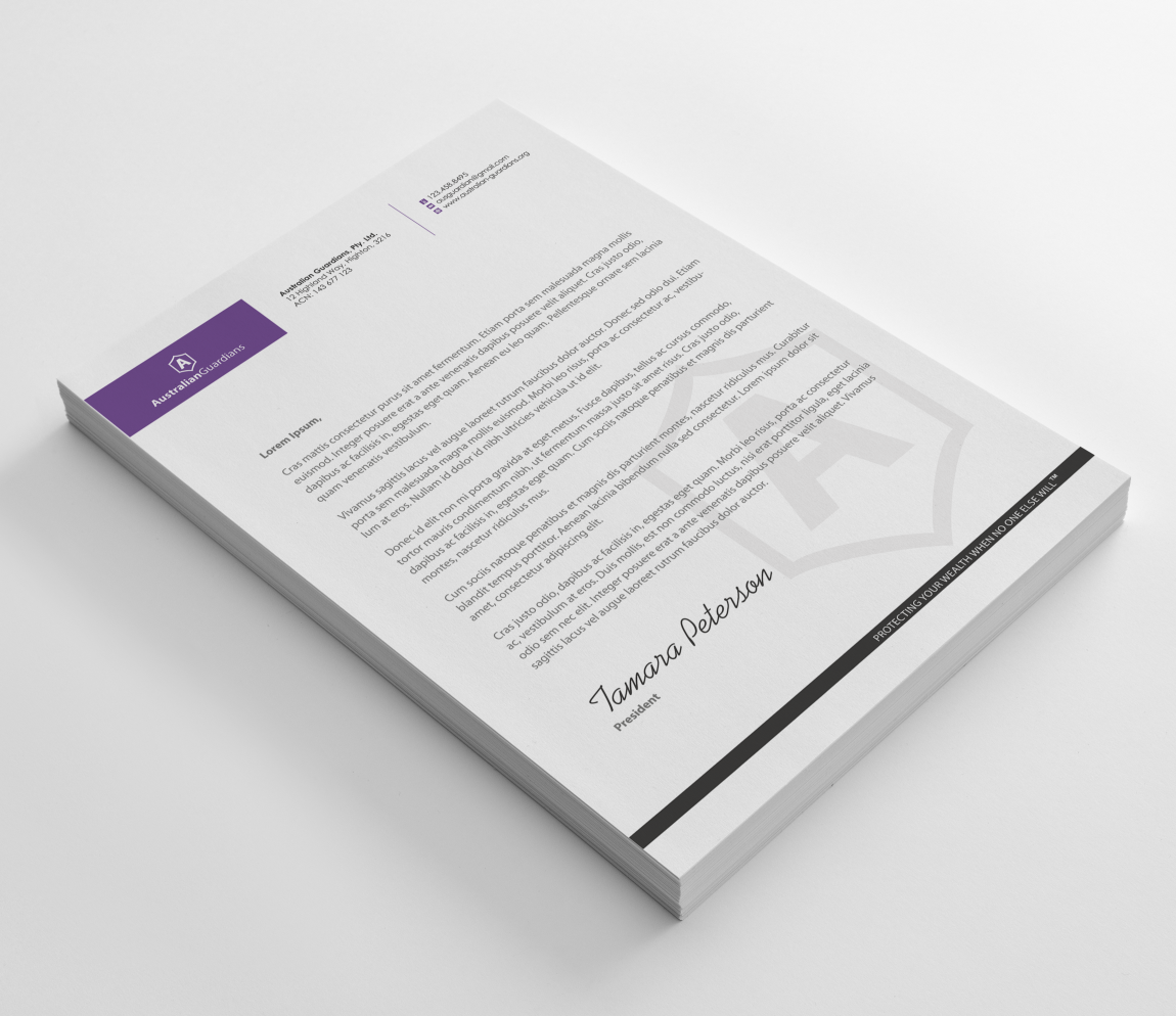 Design de Papeterie par HYPdesign pour Australian Guardians Pty Ltd | Design #888774