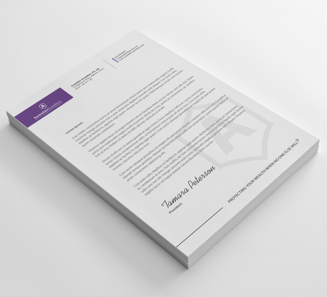 Design de Papeterie par HYPdesign pour Australian Guardians Pty Ltd | Design #889290