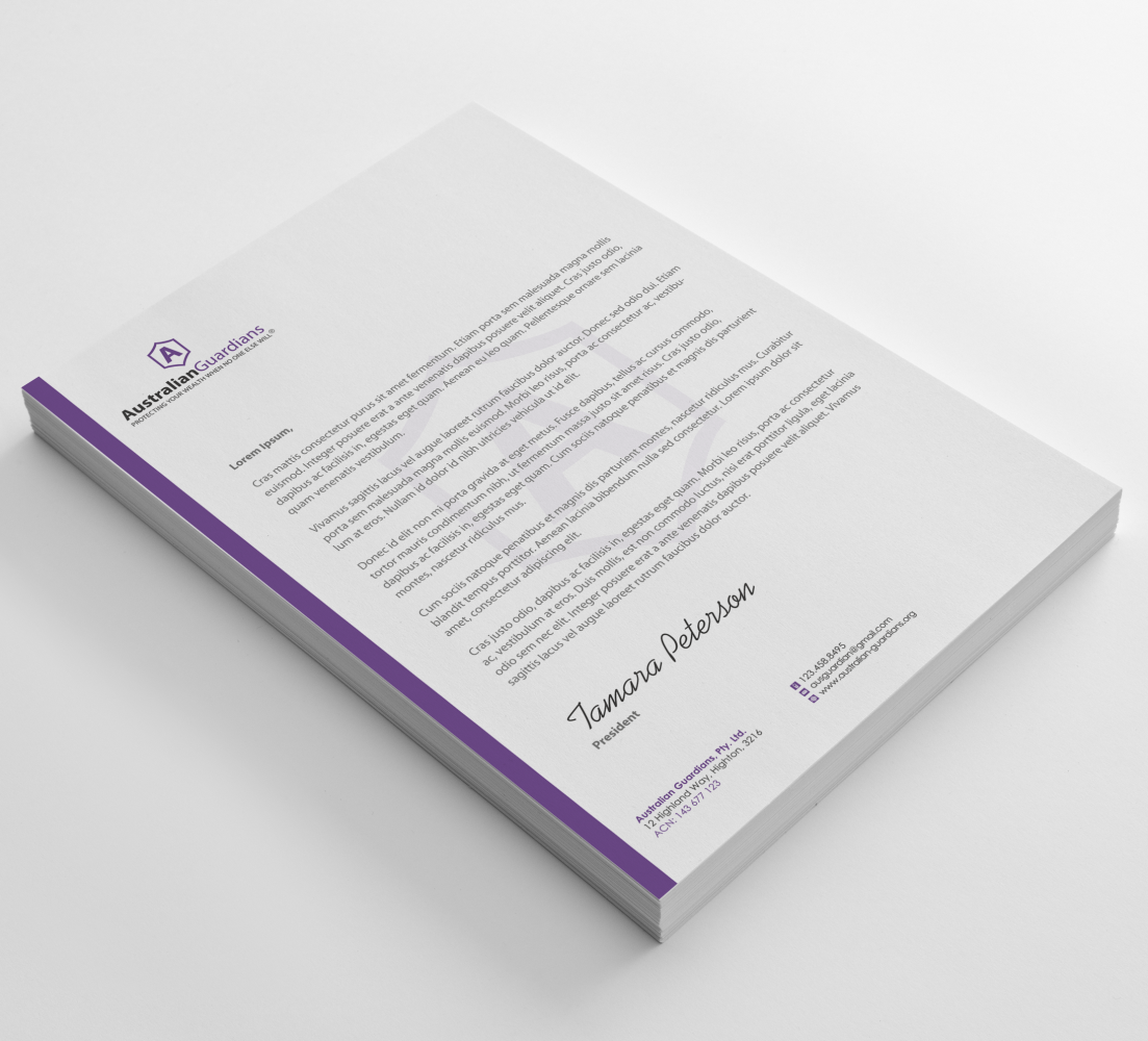 Design de Papeterie par HYPdesign pour Australian Guardians Pty Ltd | Design #889293