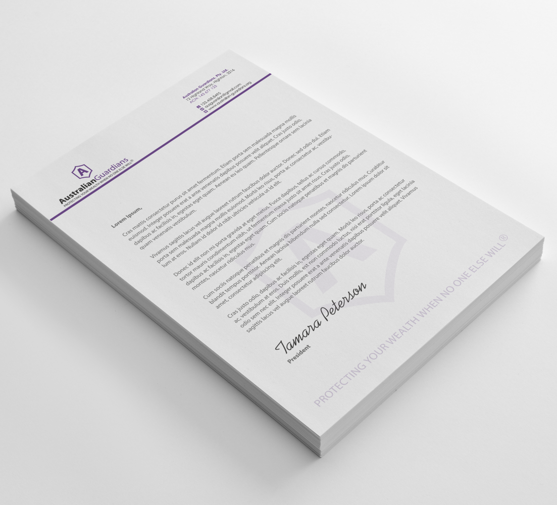 Design de Papeterie par HYPdesign pour Australian Guardians Pty Ltd | Design #889294