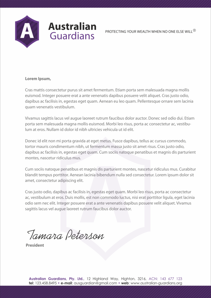 Design de Papeterie par HYPdesign pour Australian Guardians Pty Ltd | Design #891663