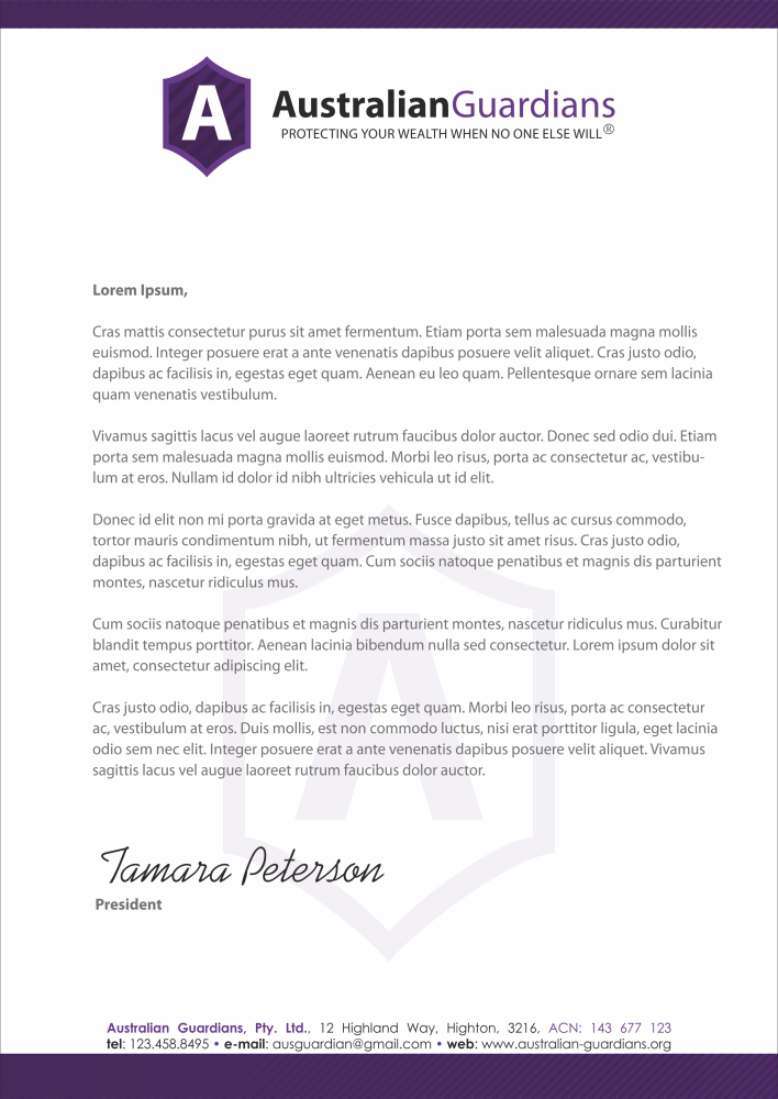 Stationery Design by HYPdesign for Australian Guardians Pty Ltd | Design #891665