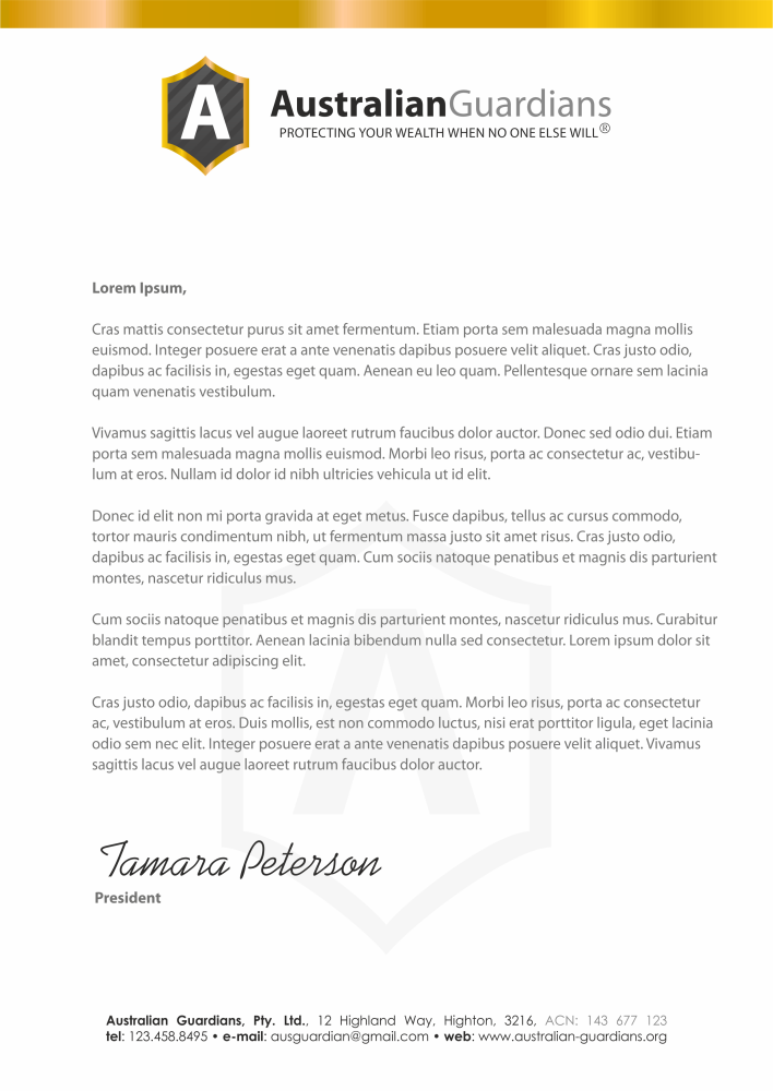 Stationery Design by HYPdesign for Australian Guardians Pty Ltd | Design #900412