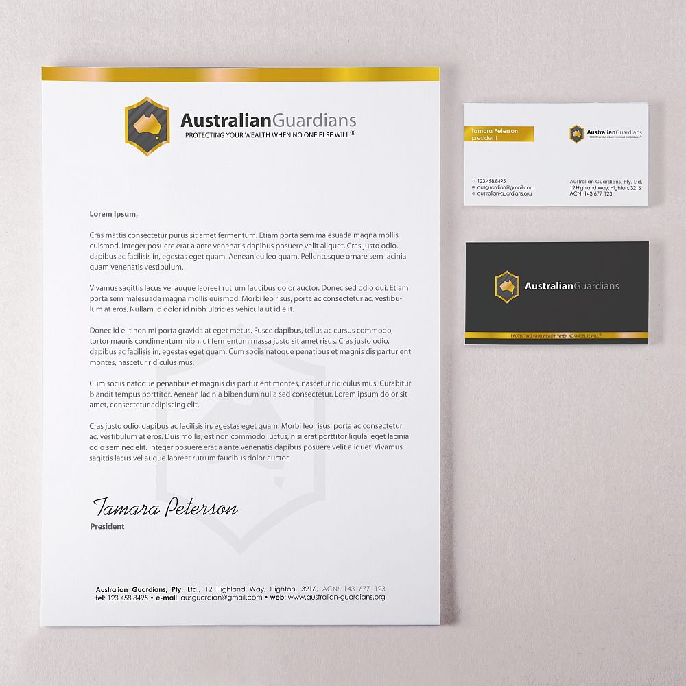 Diseño de Papelería por HYPdesign para Australian Guardians Pty Ltd | Diseño #902858