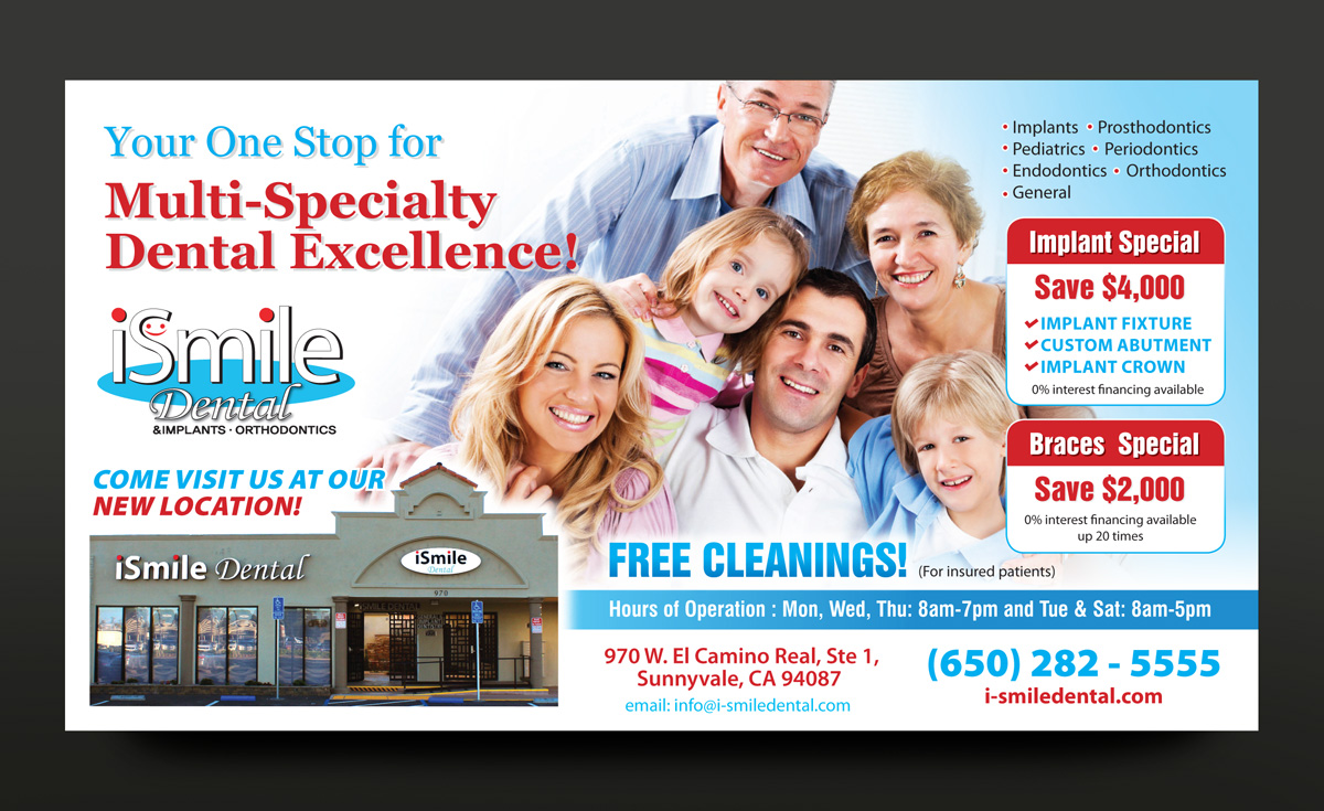 Postcard Design by rkailas for iSmile Dental | Design #15300886