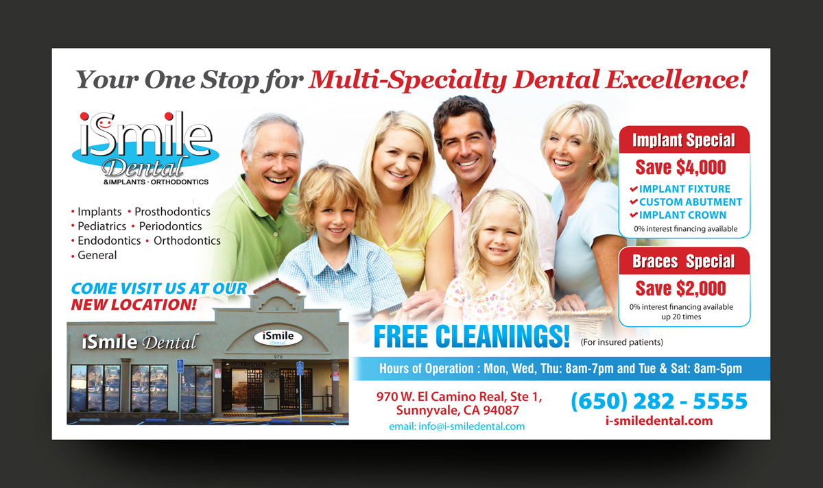 Postcard Design by rkailas for iSmile Dental | Design #15301217