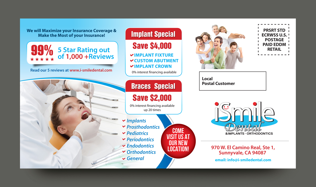 Postcard Design by rkailas for iSmile Dental | Design #15325543