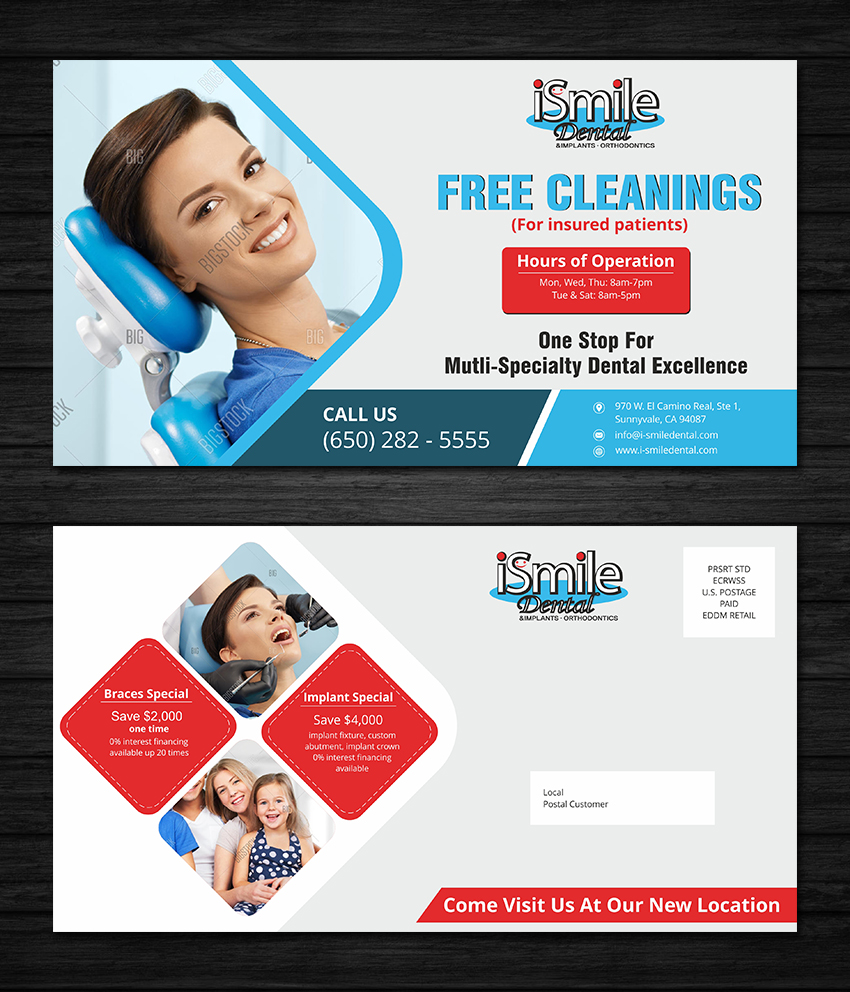 Postcard Design by ecorokerz for iSmile Dental | Design #15194058