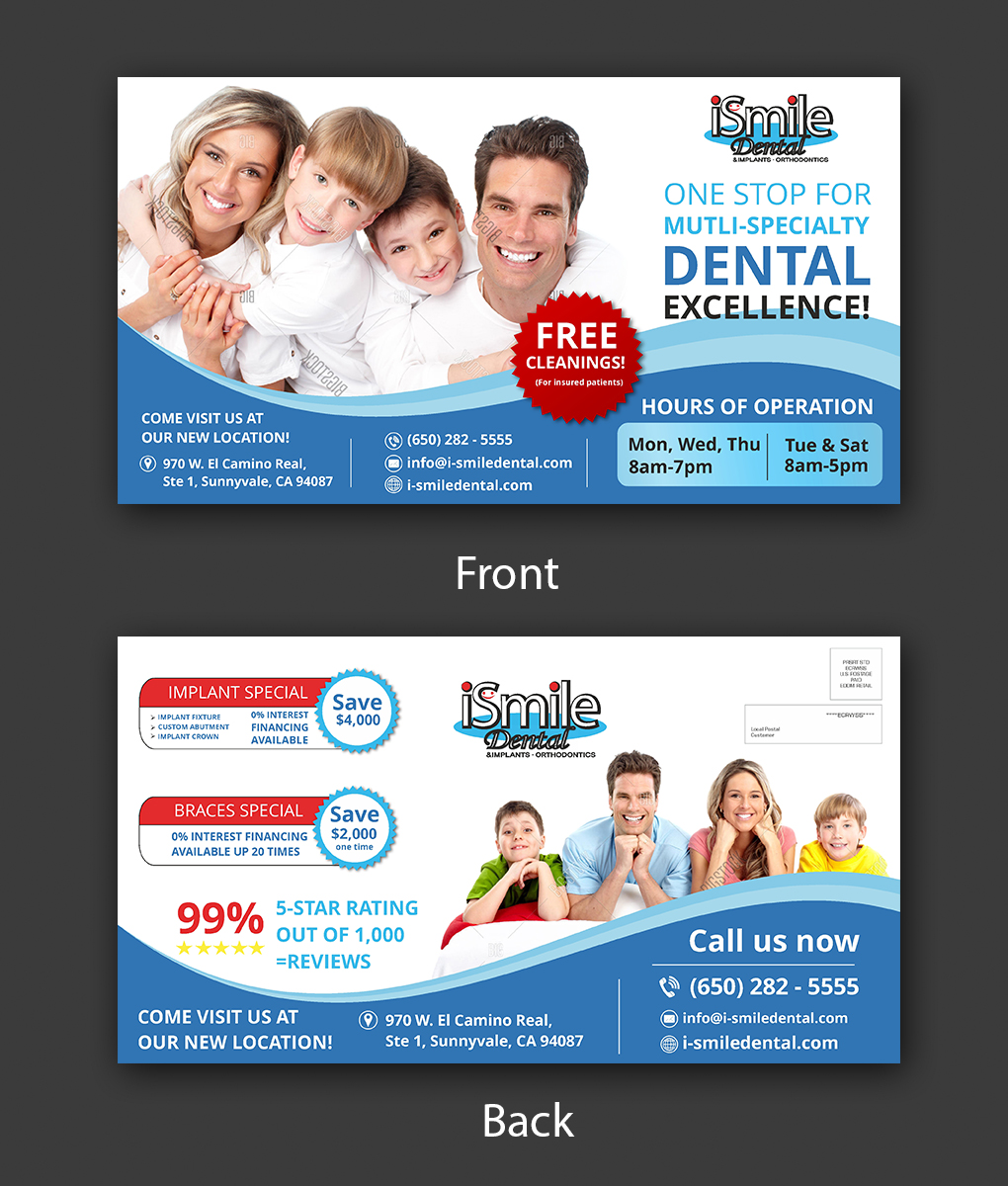 Postcard Design by ecorokerz for iSmile Dental | Design #15195533
