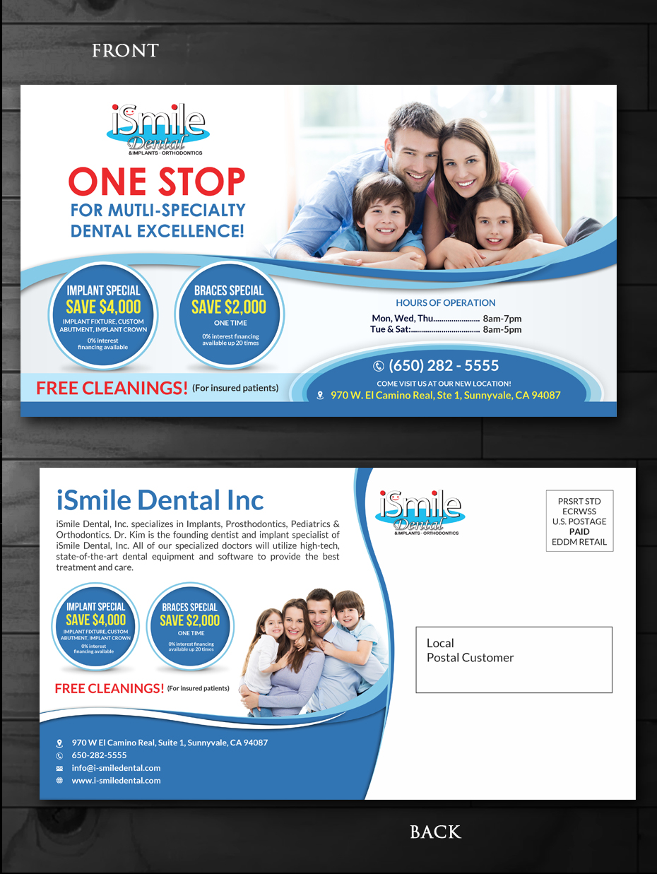 Postcard Design by innovative earth for iSmile Dental | Design #15222369