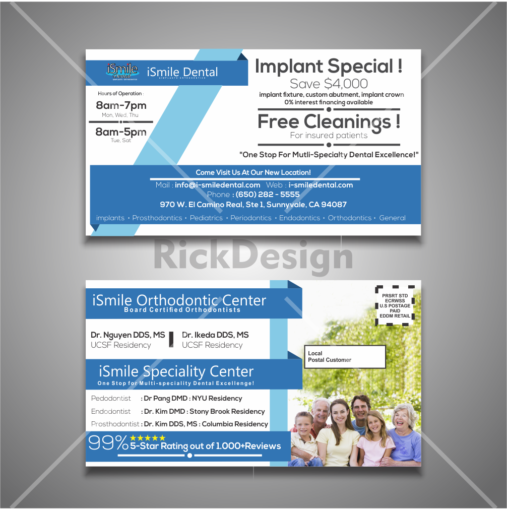 Postcard Design by Ricky Tresna Murdiana for iSmile Dental | Design #15310204