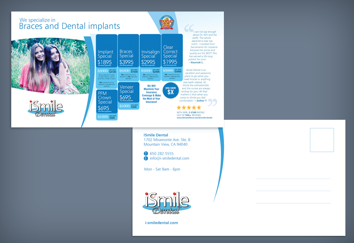 Postkarten-Design von originseven für iSmile Dental | Design #3643018