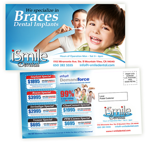 Postcard Design by creationz2011 for iSmile Dental | Design: #3646678