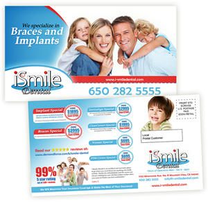 Postcard Design by creationz2011 for iSmile Dental | Design: #3774150