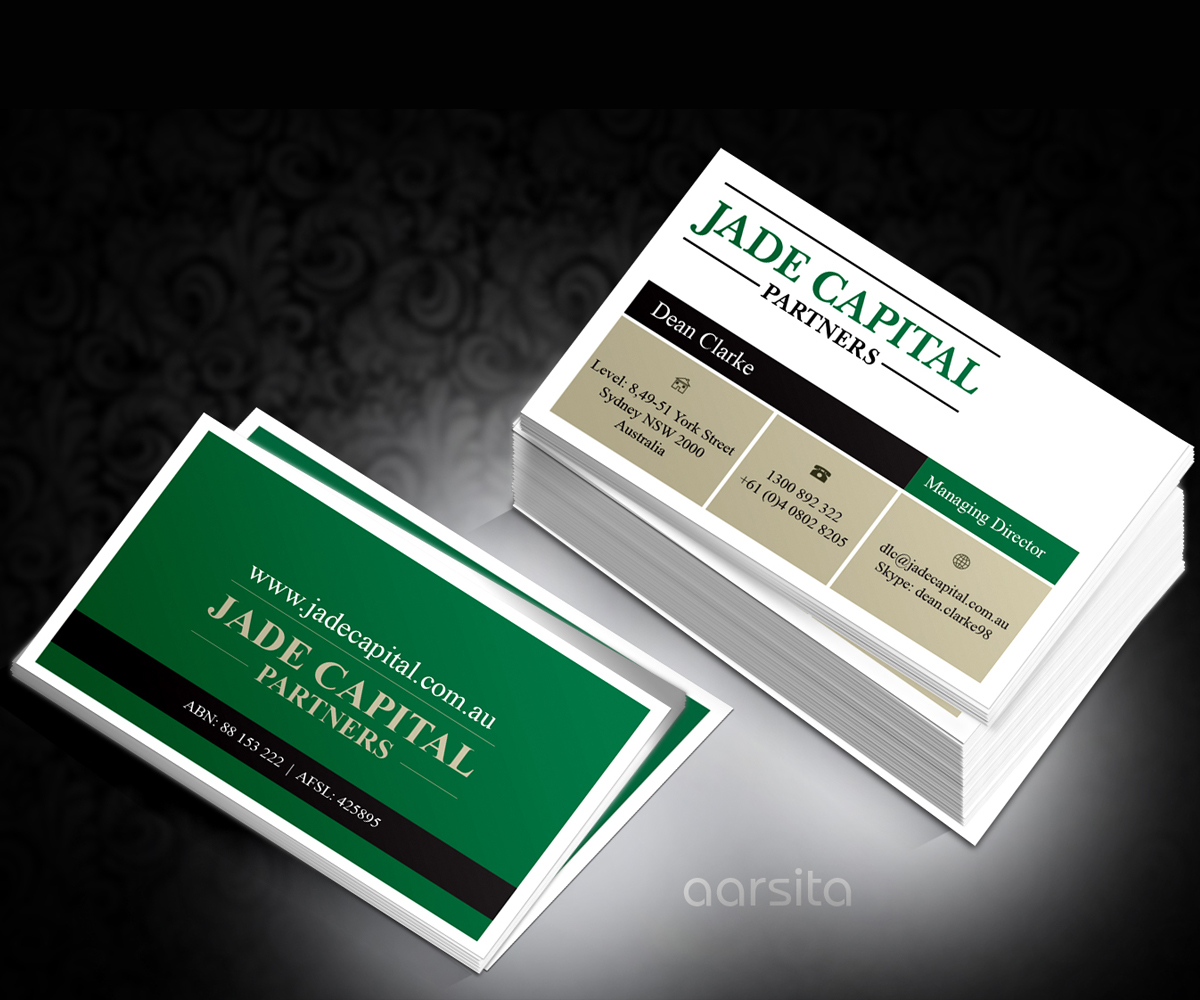 Business Card Design by aarsita for Jade Capital Partners | Design #3566585