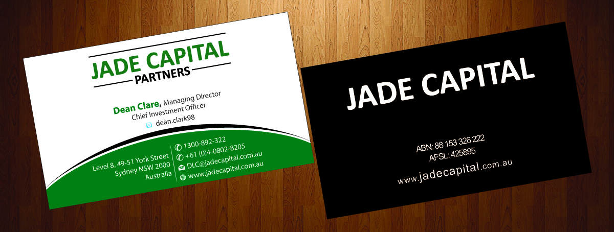 Business Card Design by harmi_199 for Jade Capital Partners | Design #3552388