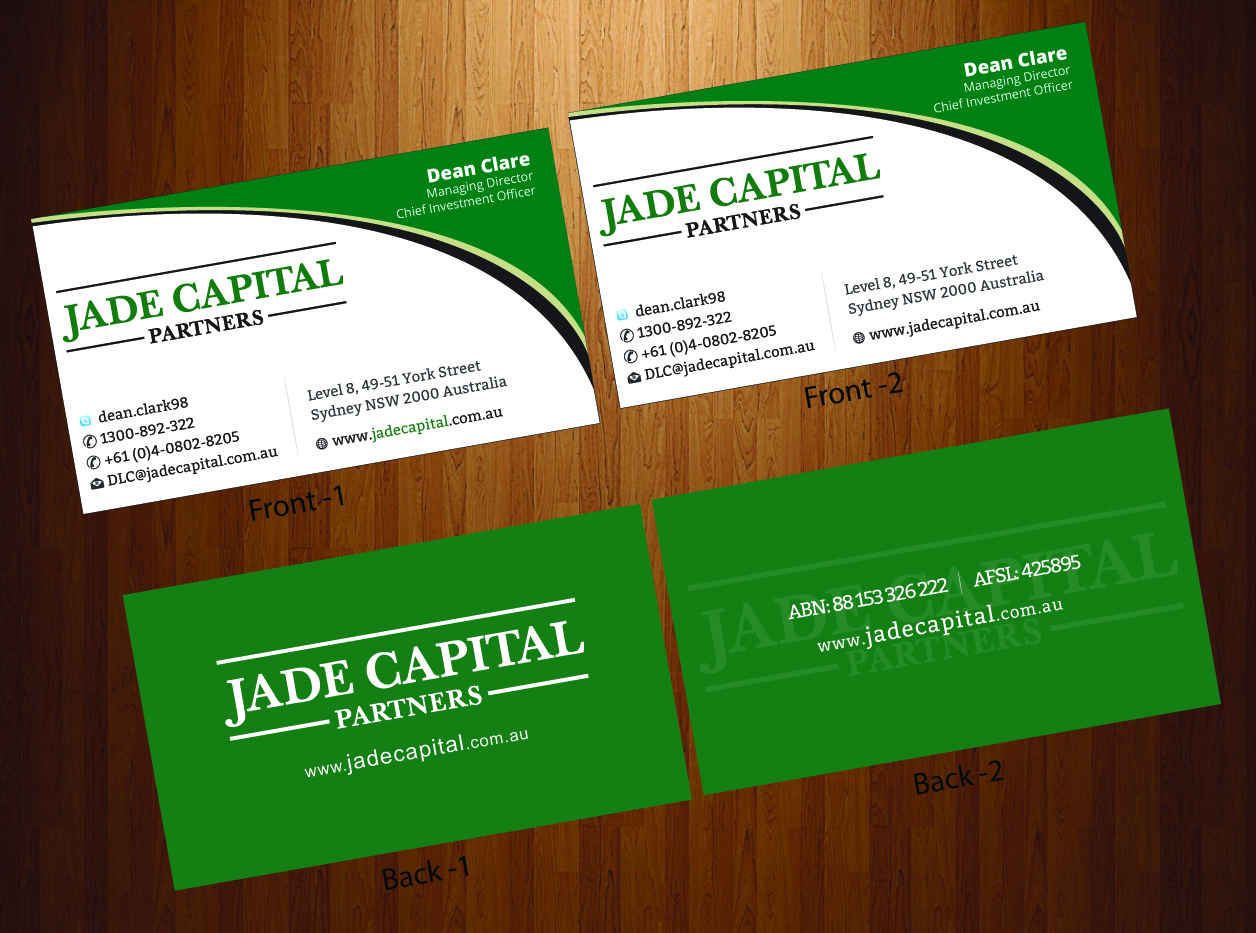 Business Card Design by harmi_199 for Jade Capital Partners | Design #3620863