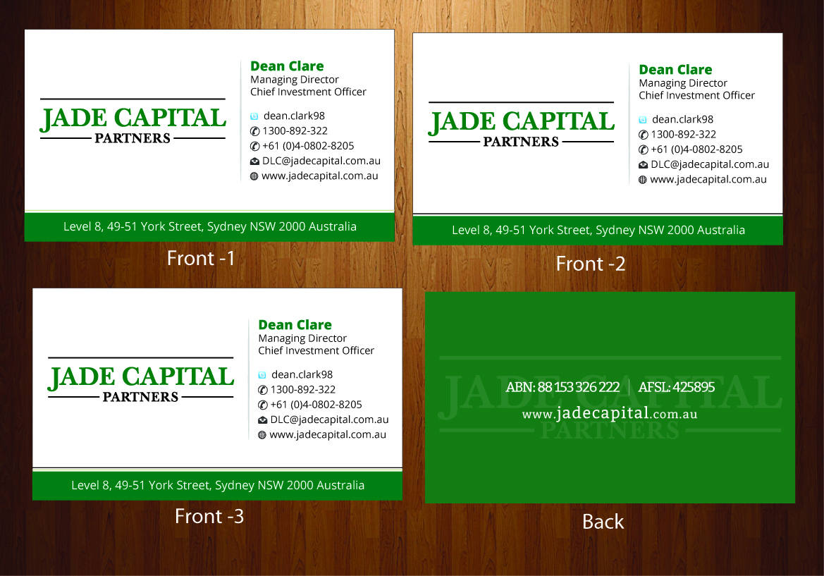 Business Card Design by harmi_199 for Jade Capital Partners | Design #3667486