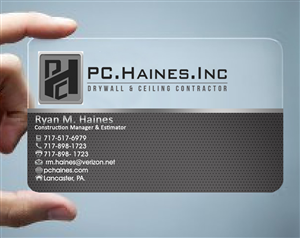 Business Card Design by Hardcore Design for PC.Haines.INC Drywall & Ceiling Contractor | Design: #3583448