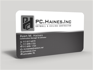 Business Card Design by Hardcore Design for PC.Haines.INC Drywall & Ceiling Contractor | Design: #3583492