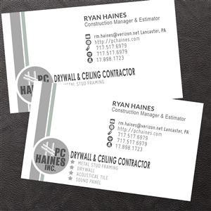 Business Card Design by Venus L. Penaflor for PC.Haines.INC Drywall & Ceiling Contractor | Design: #3554374