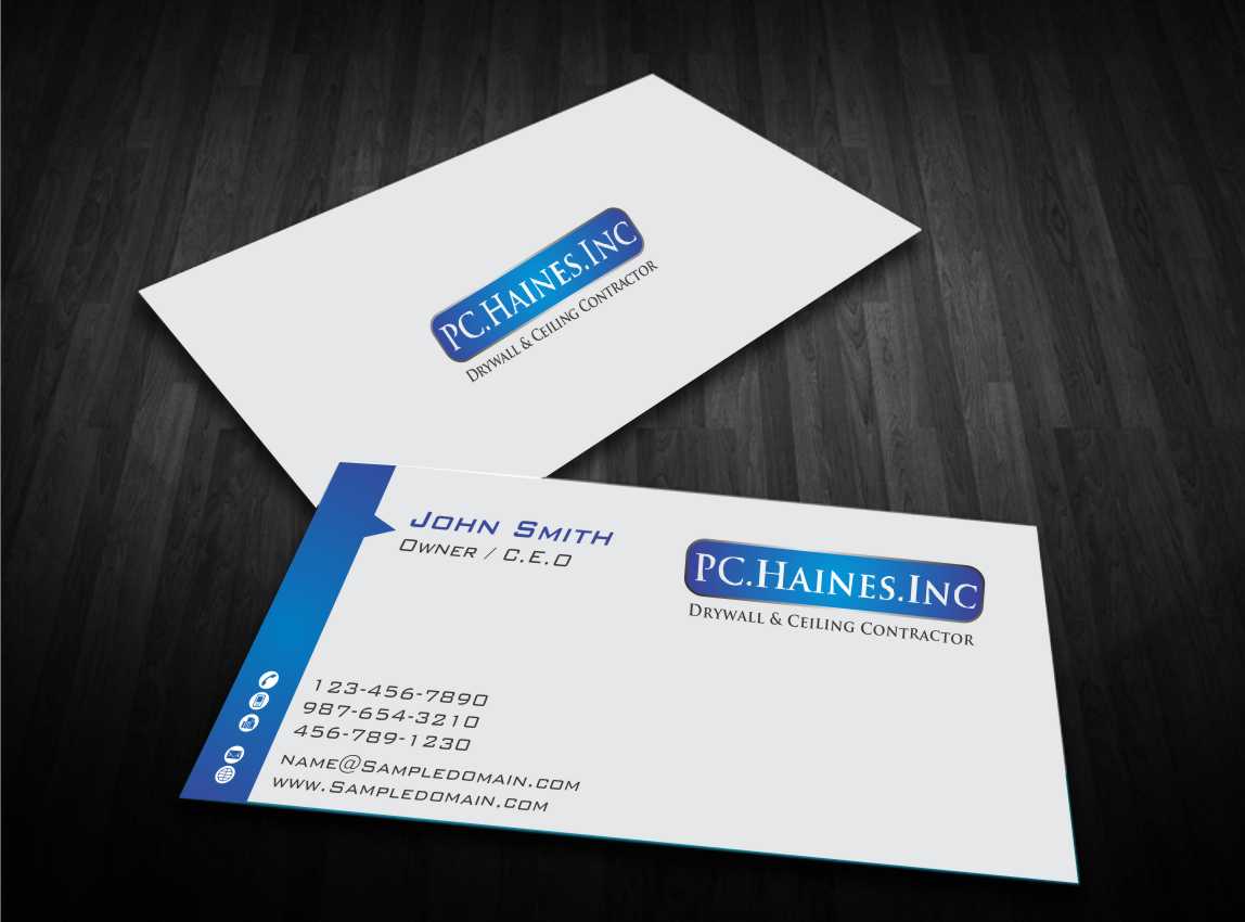 Construction Business Card Design For Pc Haines Inc Drywall