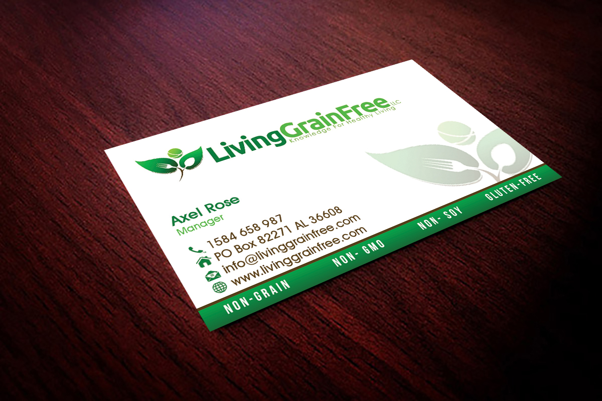Business Card Design by Hardcore Design for Living Grain Free, LLC | Design #3628850