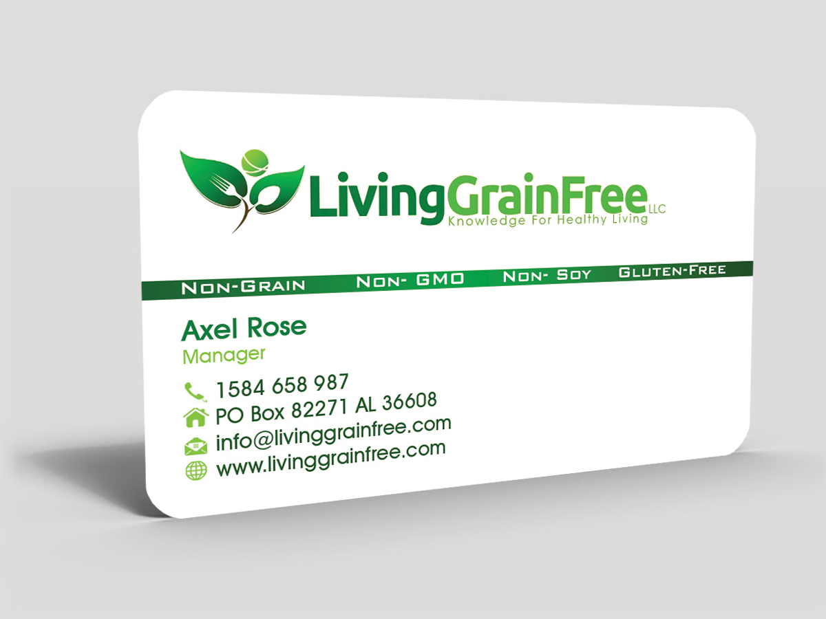 Business Card Design by Hardcore Design for Living Grain Free, LLC | Design #3629124