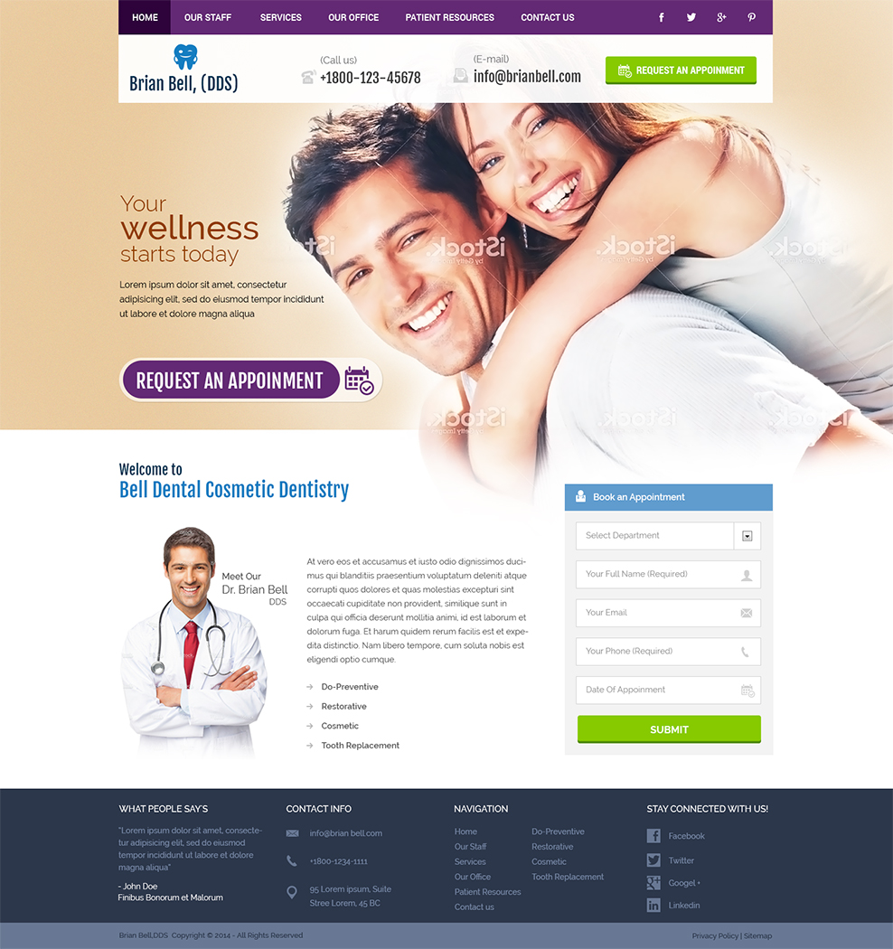 Web Design by Mayank Patel for Brian Bell, DDS | Design #3741756
