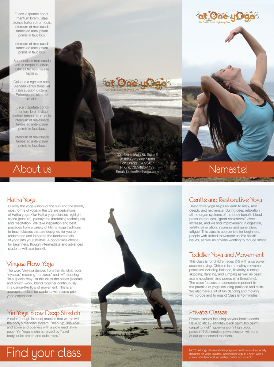 Diseño de Impresos por Freelas para at One yOga | Diseño #3591583