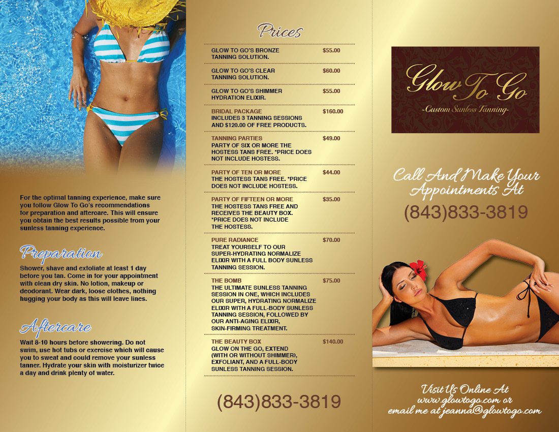 Brochure Design by PAS-CREATIVE for Glow To Go | Design #3605799