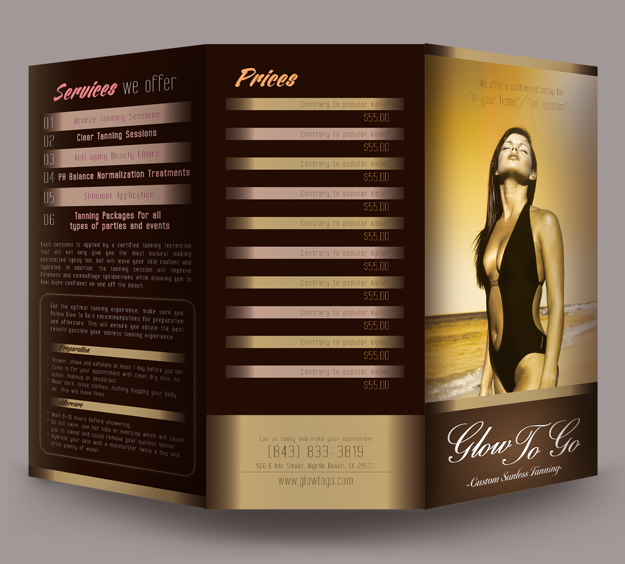 Brochure Design by chuisaccs1217 for Glow To Go | Design #3584839