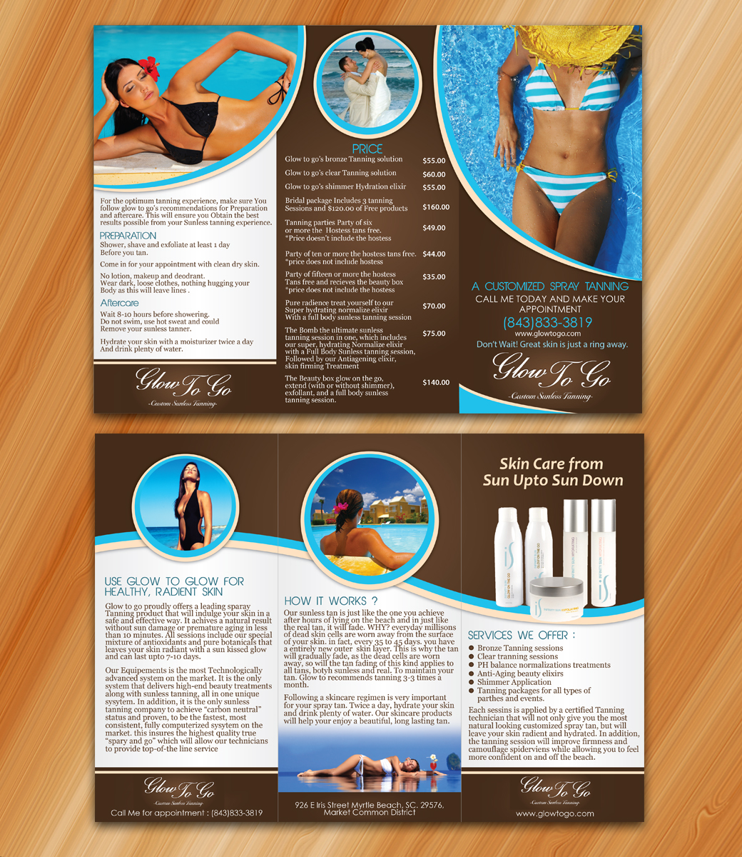 Diseño de Brochure por Sarmishtha Chattopadhyay_loginchange para Glow To Go | Diseño #3591462