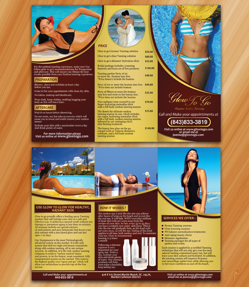 Diseño de Brochure por Sarmishtha Chattopadhyay_loginchange para Glow To Go | Diseño #3603790