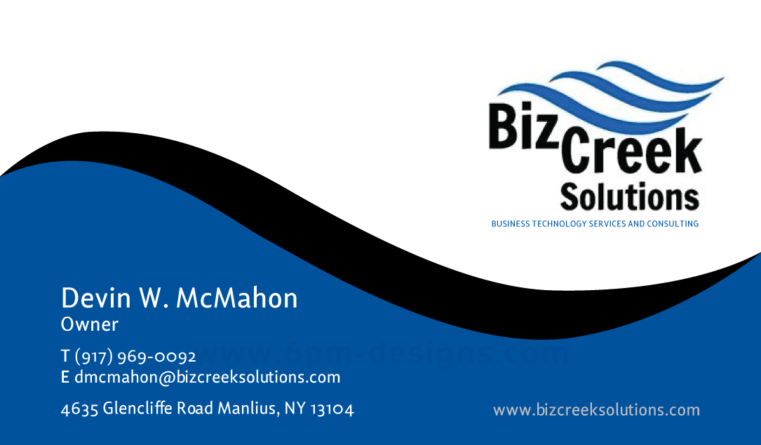 Business Card Design by 6pm Designs for BizCreek Solutions | Design #3601493