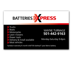 Business Card Design by Anna01 for Batteries X-Press, LLC | Design: #3584917