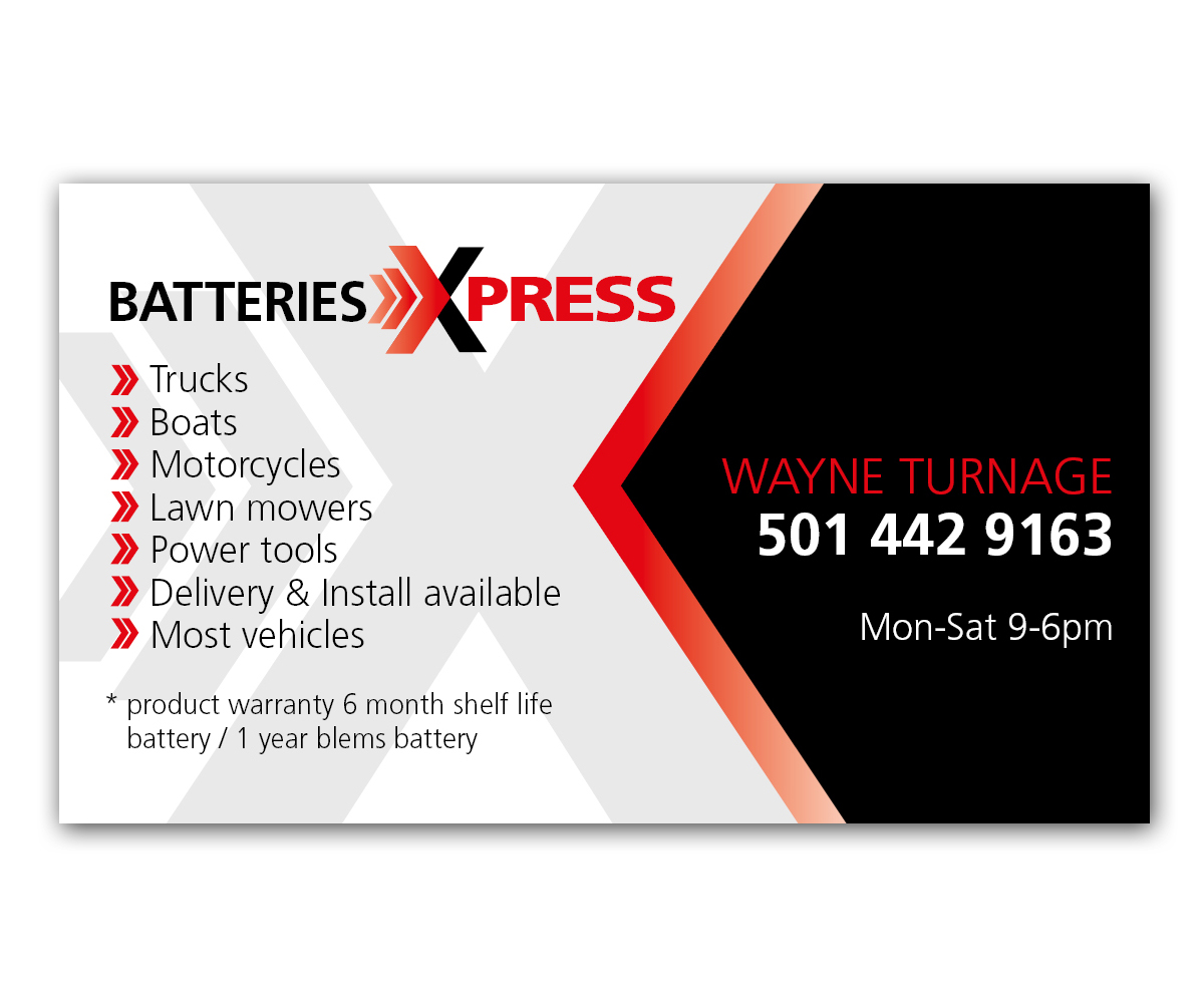Business Card Design For Batteries X Press Llc By Business Card Design For Batteries X Press Llc By