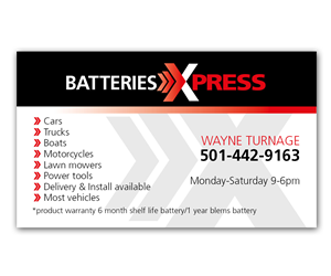 Business Card Design by Anna01 for Batteries X-Press, LLC | Design: #3585174
