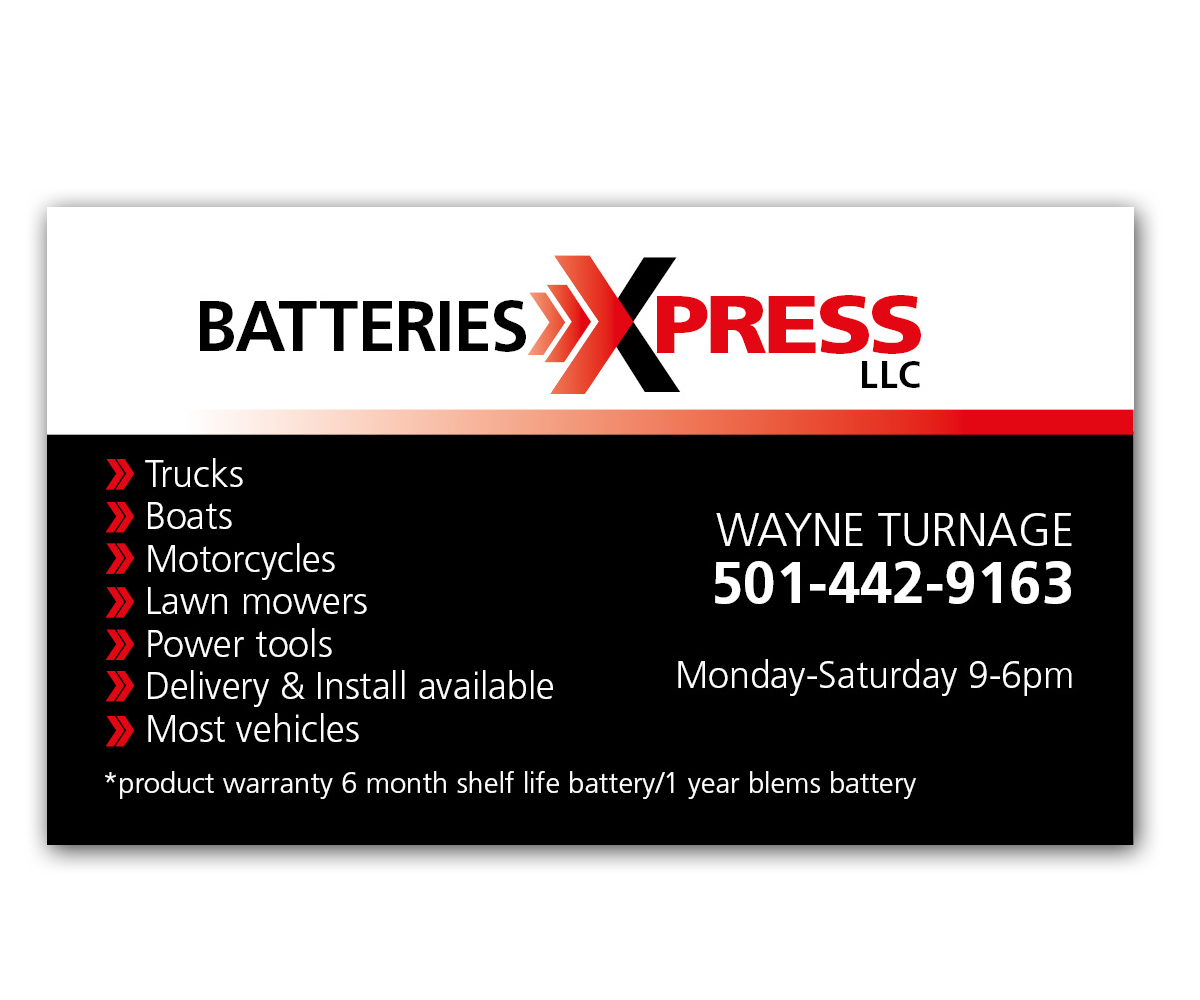 Business Card Design by Anna01 for Batteries X-Press, LLC | Design #3585294