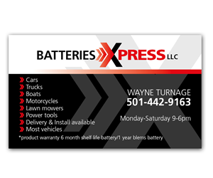 Business Card Design by Anna01 for Batteries X-Press, LLC | Design: #3585299