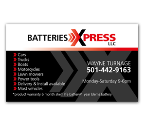 Business Card Design by Anna01 for Batteries X-Press, LLC | Design: #3585304