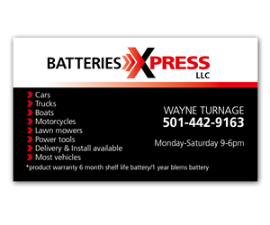 Business Card Design by Anna01 for Batteries X-Press, LLC | Design: #3585347