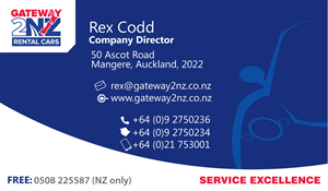 Business Card Design by CoreVms for Gateway 2 NZ Rental Cars Ltd | Design: #3600463