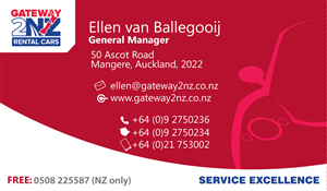 Business Card Design by CoreVms for Gateway 2 NZ Rental Cars Ltd | Design #3600467
