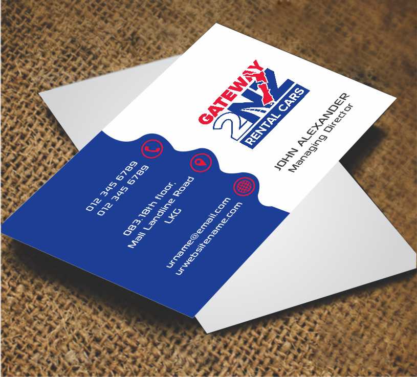 Business Card Design by AwsomeD for Gateway 2 NZ Rental Cars Ltd | Design #3607500