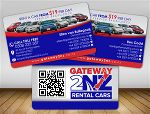 Business Card Design by adiazudin for Gateway 2 NZ Rental Cars Ltd | Design: #3601474