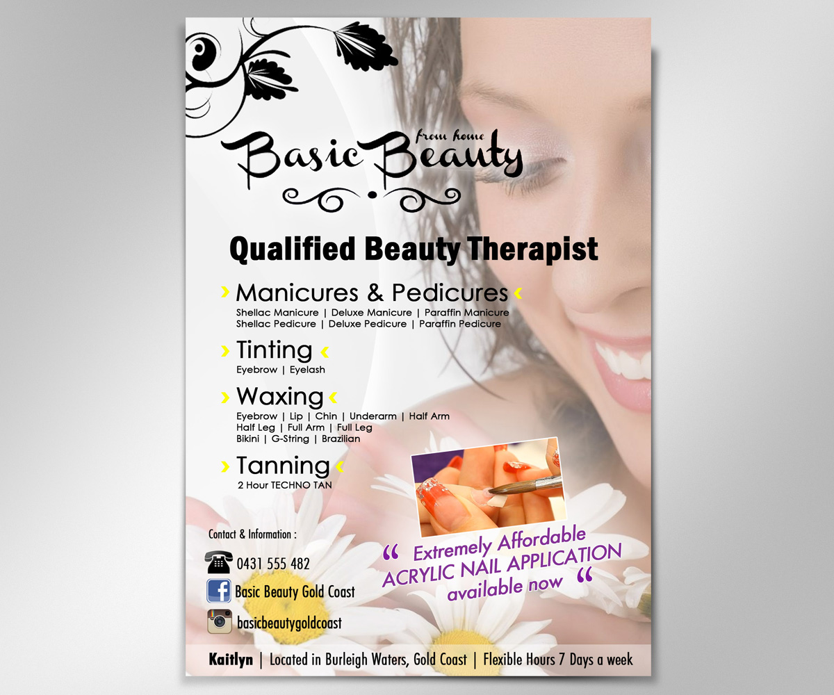 Flyer Design by Danny Augustinus, S.Des for Basic Beauty Gold Coast | Design #3590607