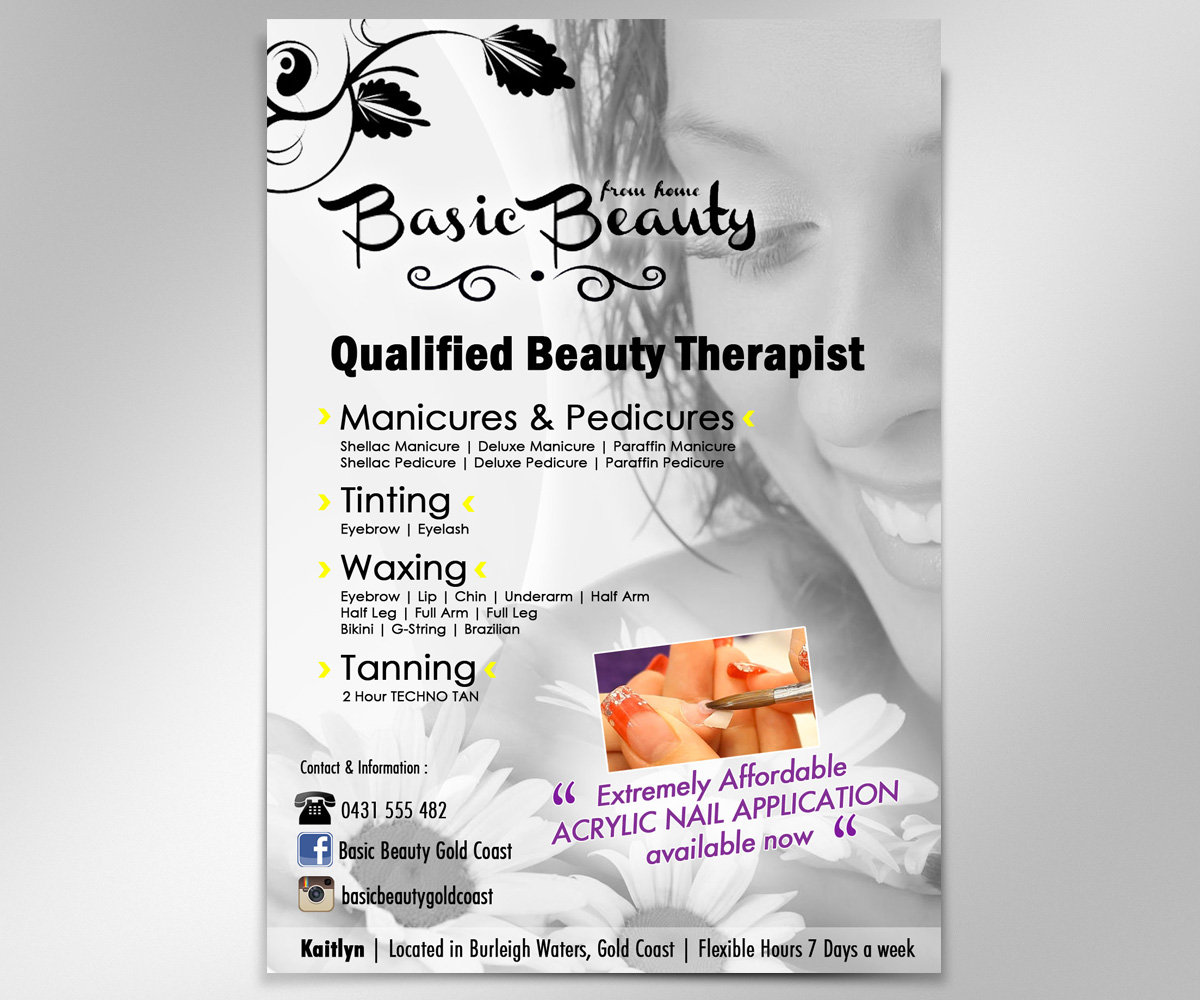 Flyer Design by Danny Augustinus, S.Des for Basic Beauty Gold Coast | Design #3590617