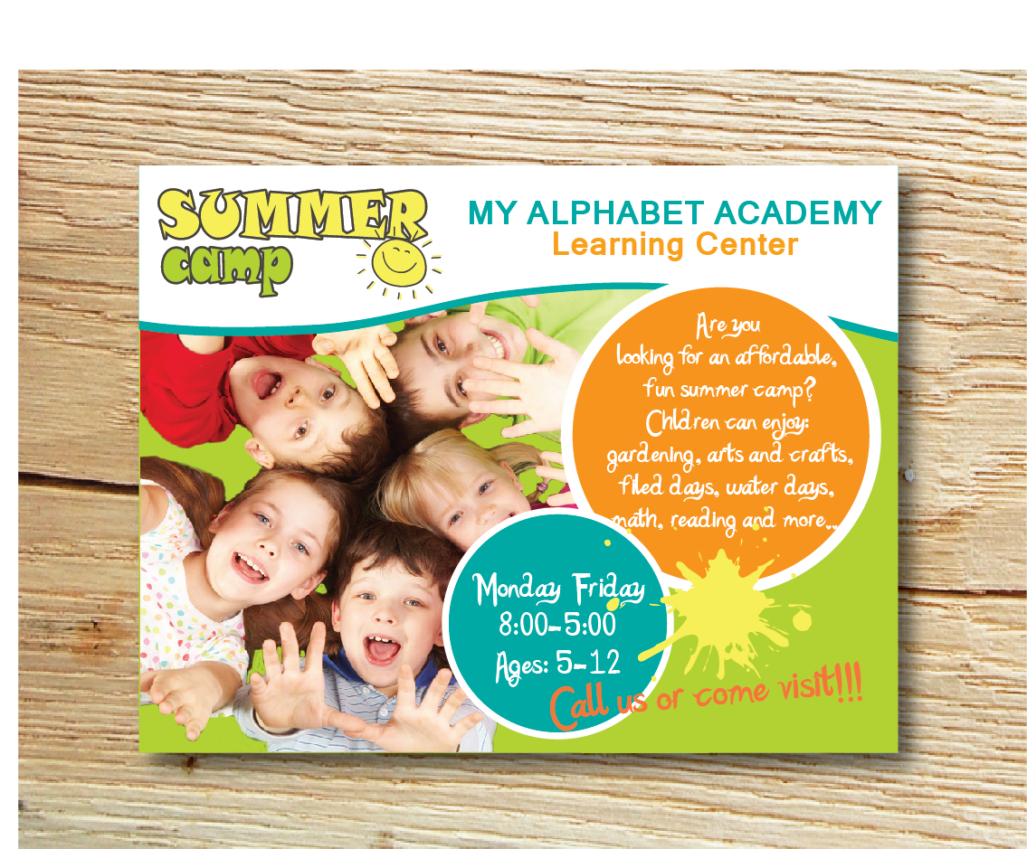Postcard Design by alex989 for MY ALPHABET ACADEMY Learning Center | Design #3589566
